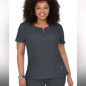 NWOT koi Lite Serenity Women's 4-Pocket Zipper Neck & Spirit Pant Charcoal